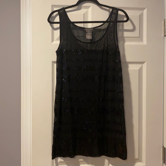Vince Camuto Swim Dress Cover Up Sheer Striped Sequin Small - Picture 2 of 7